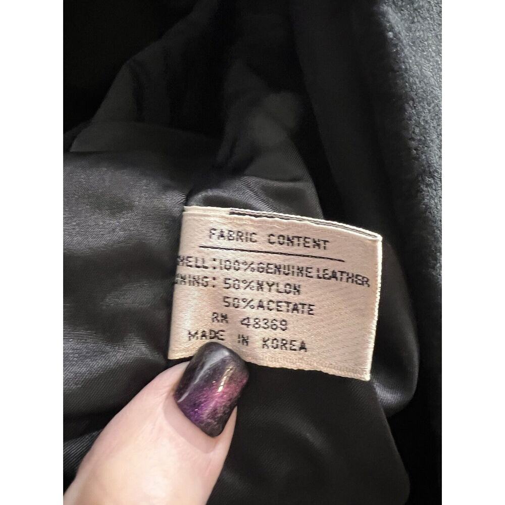 Vintage International Rinci Collection Black Leather Cropped Moto Jacket M - Picture 12 of 13